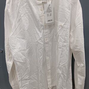 Brand new Tatuum womens white button up shirt without a collar slim size XL